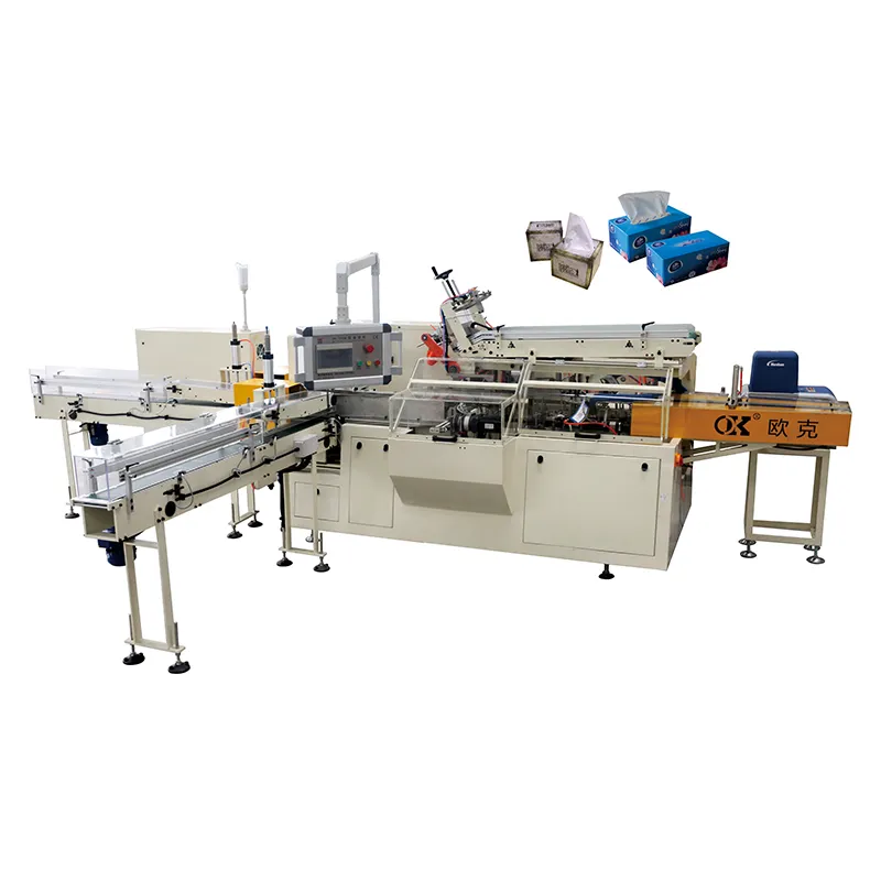 OK-100B Полностью автоматическая машина для упаковки коробочных салфеток в картонные короба