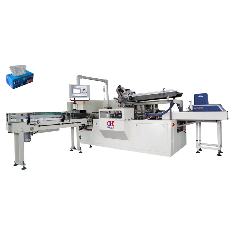 OK-100B Полностью автоматическая машина для упаковки коробочных салфеток в картонные короба