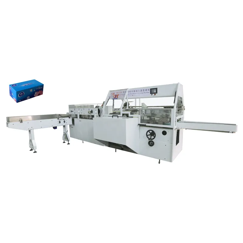 OK-220 Полностью автоматическая машина для упаковки коробочных салфеток в картонные короба