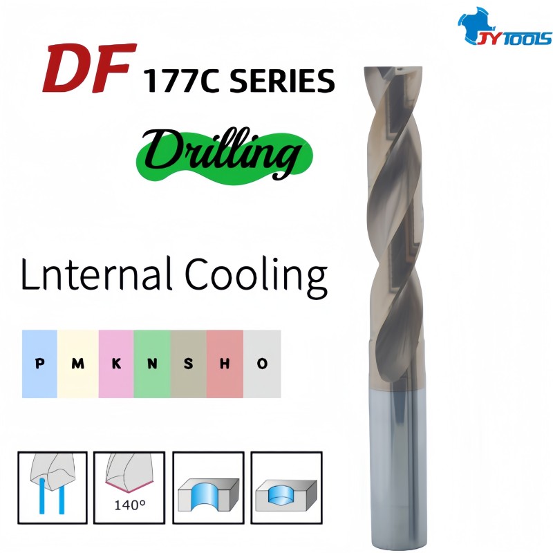 Цельное твердосплавное сверло с внутренним охлаждением и плоским дном – DF177C