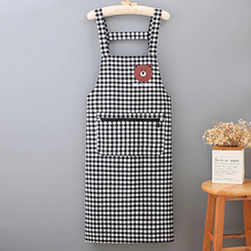 Цзяцили Детский принт с медвежонком хлопковый клетчатый фартук для кухни и приготовления пищи дышащий защита от грязи рабочая одежда 6357