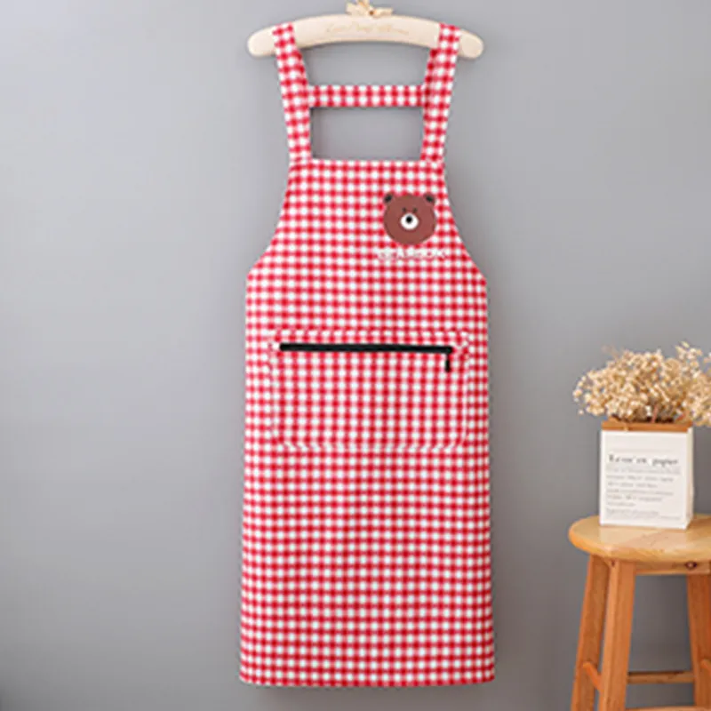 Цзяцили Детский принт с медвежонком хлопковый клетчатый фартук для кухни и приготовления пищи дышащий защита от грязи рабочая одежда 6357