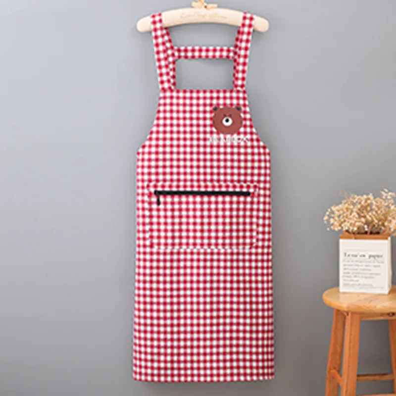 Цзяцили Детский принт с медвежонком хлопковый клетчатый фартук для кухни и приготовления пищи дышащий защита от грязи рабочая одежда 6357