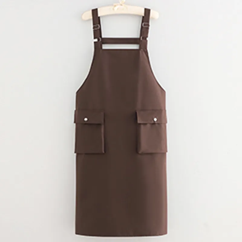 Цзяцили Минималистичный однотонный удлиненный регулируемый фартук на лямках для домашней кухни и приготовления пищи водонепроницаемый защита от масла 6733