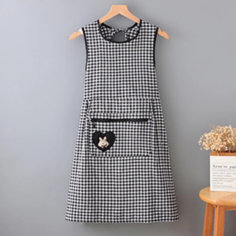 Цзяцили Модный жилет-фартук с кроликом и сердечками хлопковый клетчатый для кухни и приготовления пищи защита от масла и грязи износостойкий с большими карманами 7338