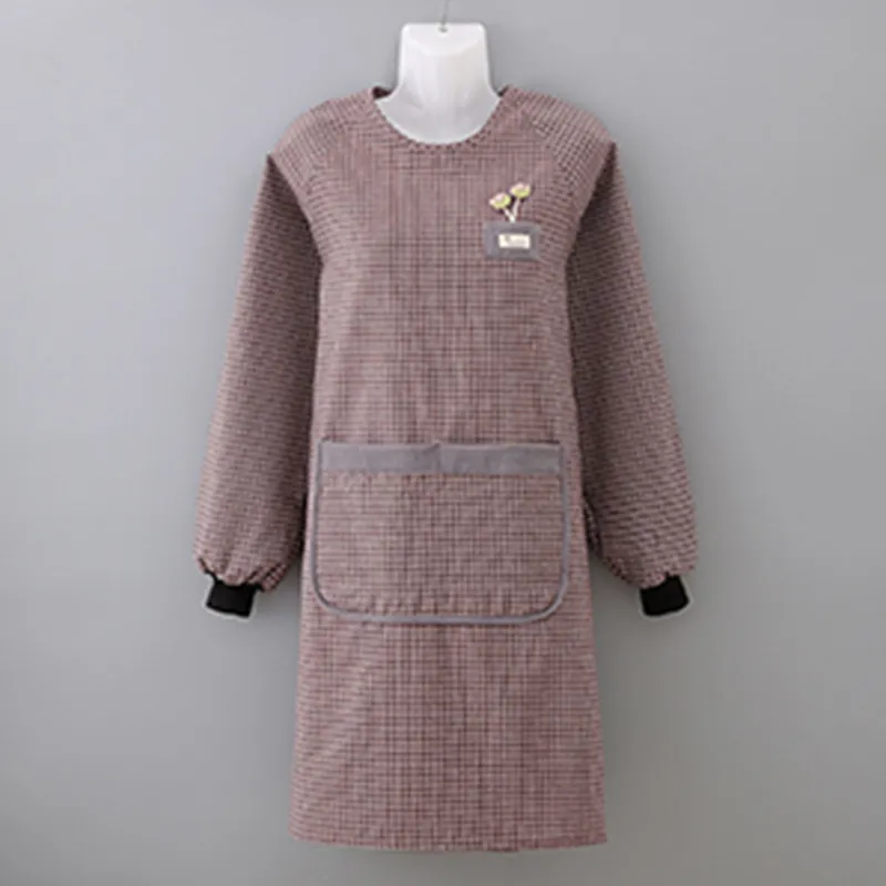 Цзяцили Свежий рельефный цветочный утолщенный передник с длинными рукавами для домашнего приготовления пищи защита от пыли и грязи устойчивый к загрязнениям женский стильный 8358