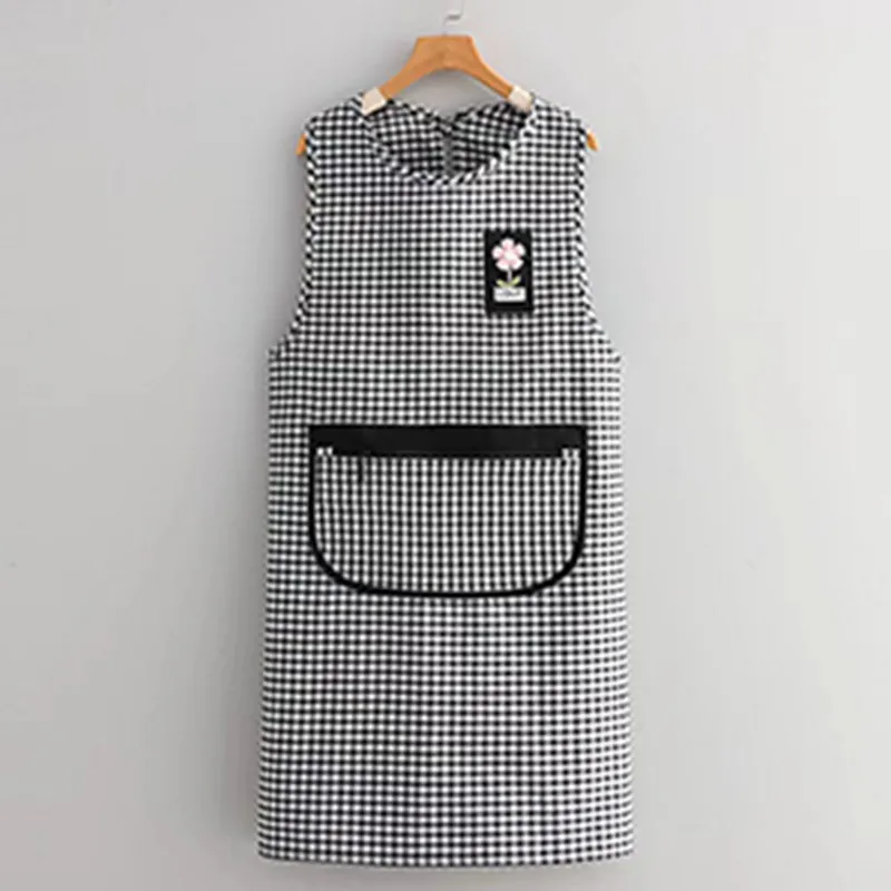 Цзяцили Минималистичный рельефный цветочный хлопковый клетчатый жилет-фартук для домашней работы защита от пыли и грязи рабочая одежда 7763