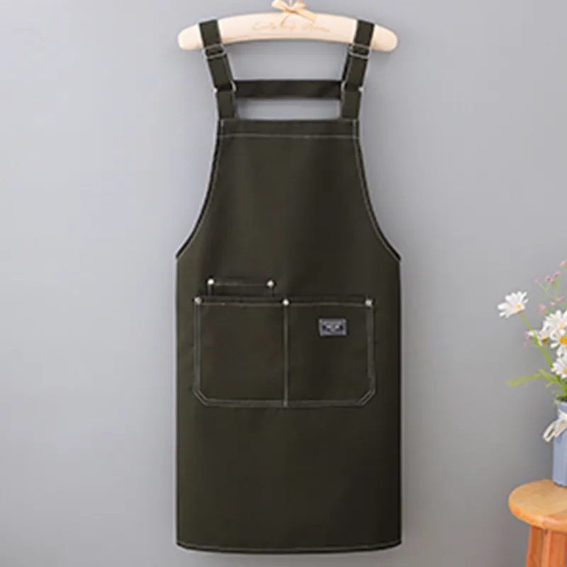 Цзяцили Минималистичный однотонный водонепроницаемый брезентовый фартук для кухни защита от масла и грязи рабочая одежда для кофейни возможность нанесения логотипа 6350