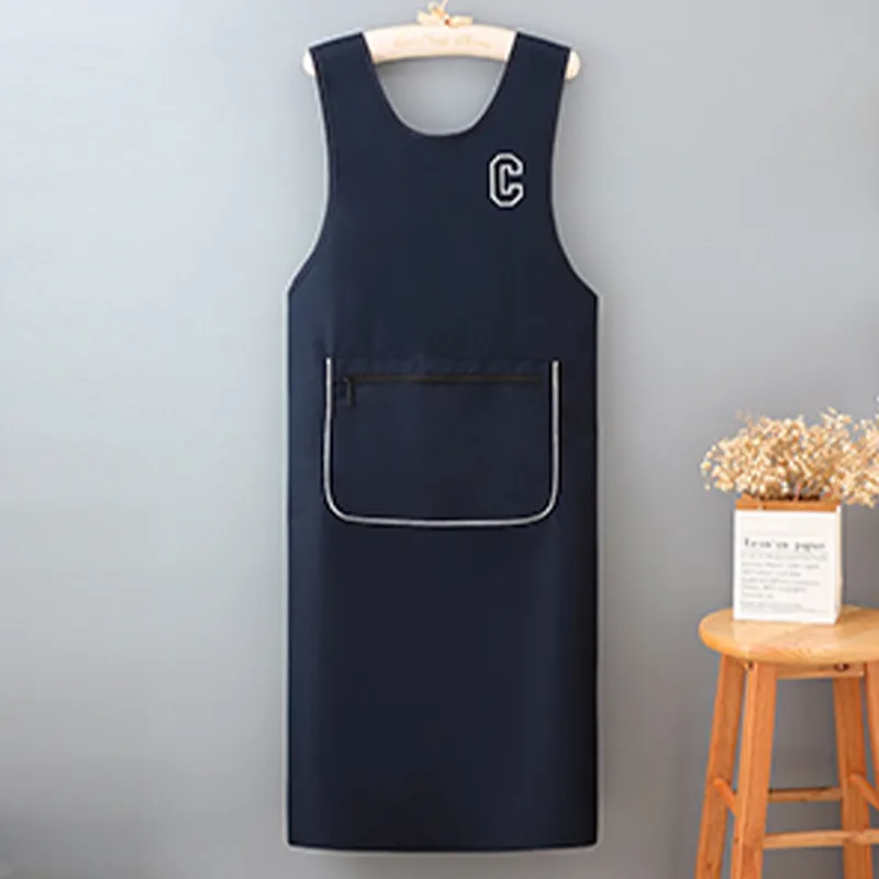 Цзяцили Однотонный минималистичный удлиненный водонепроницаемый жилет-фартук увеличенного размера и свободного кроя для работы и дома защита от масла и грязи 6351