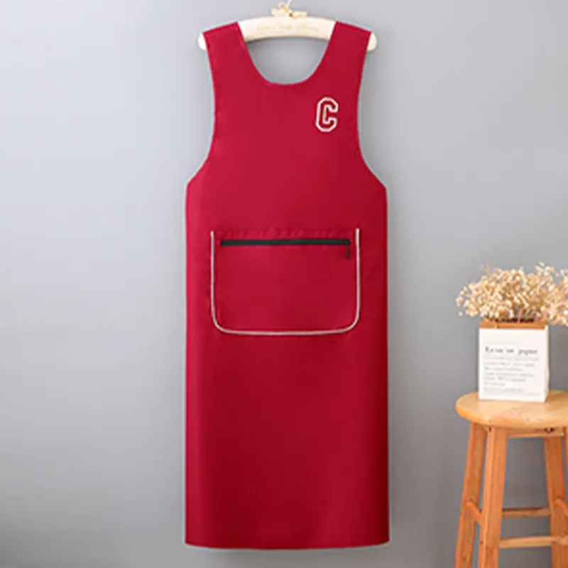 Цзяцили Однотонный минималистичный удлиненный водонепроницаемый жилет-фартук увеличенного размера и свободного кроя для работы и дома защита от масла и грязи 6351