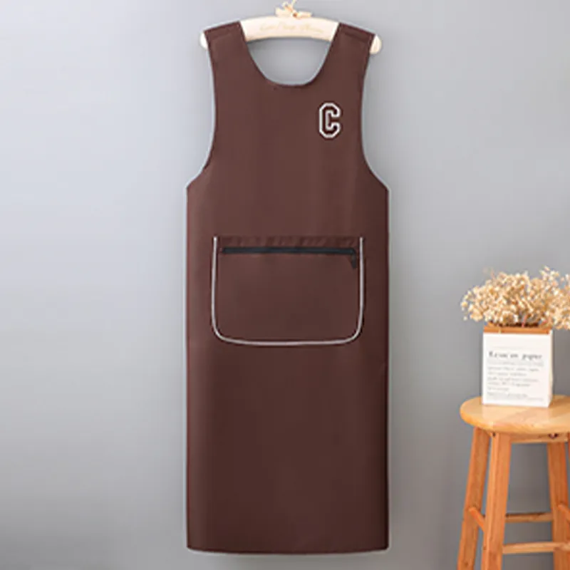 Цзяцили Однотонный минималистичный удлиненный водонепроницаемый жилет-фартук увеличенного размера и свободного кроя для работы и дома защита от масла и грязи 6351