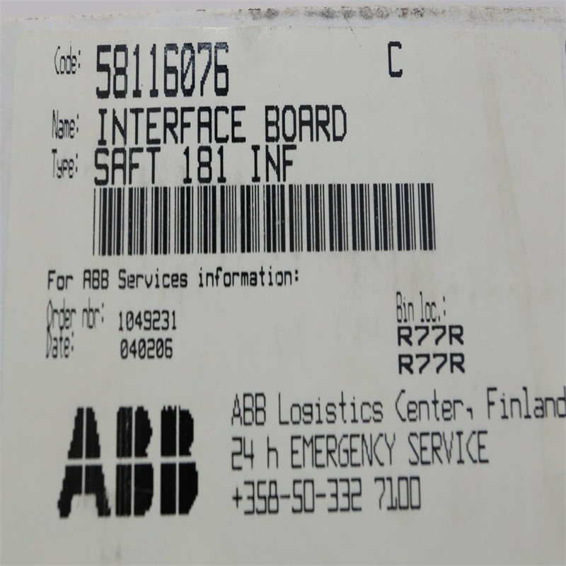 Интерфейсная плата ABB SAFT 181 INF 58116076