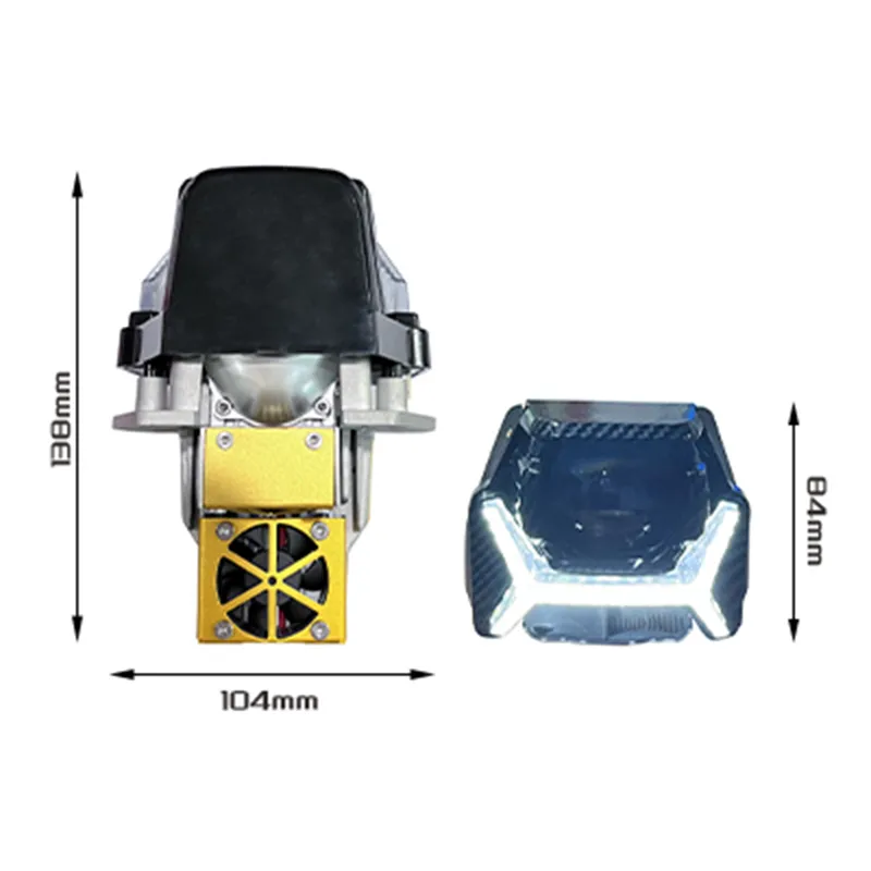 Светодиодная линза T043 для автомобильных фар с тремя рефлекторами, двойным дальним/ближним светом и ходовыми огнями «рыбья кость»
