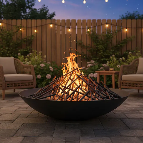 Современное кострище на сжиженном газе (60-120 см) из углеродистой стали для помещений и улицы