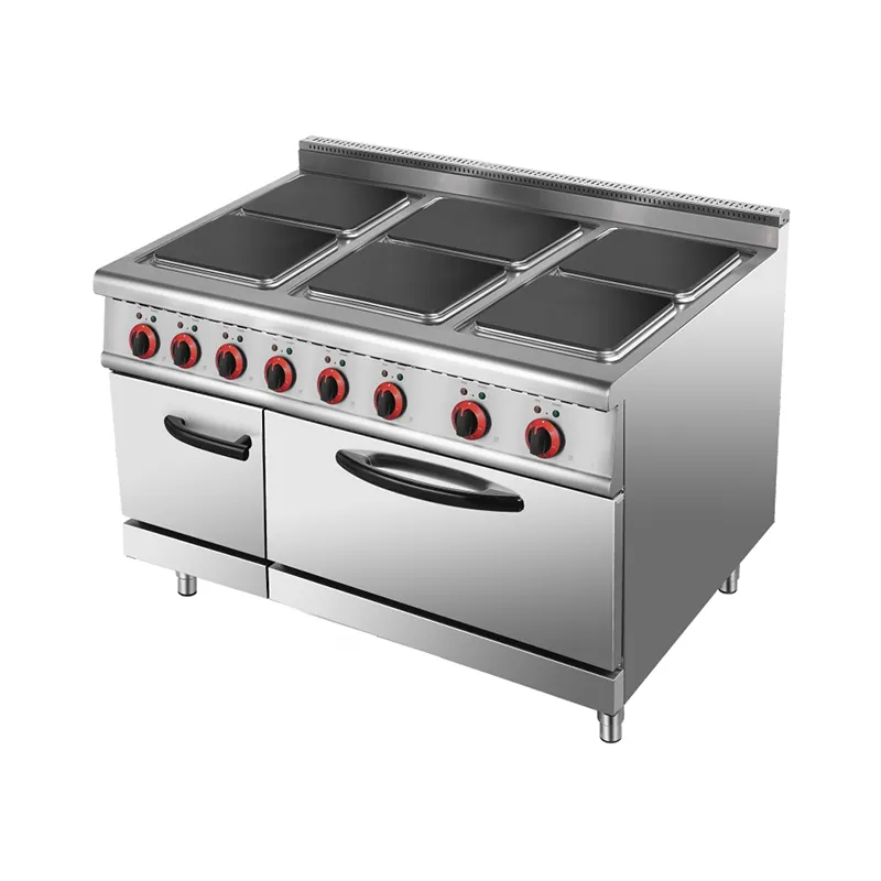 6-конфорочная варочная плита (квадратные горелки) + электрический жарочный шкаф