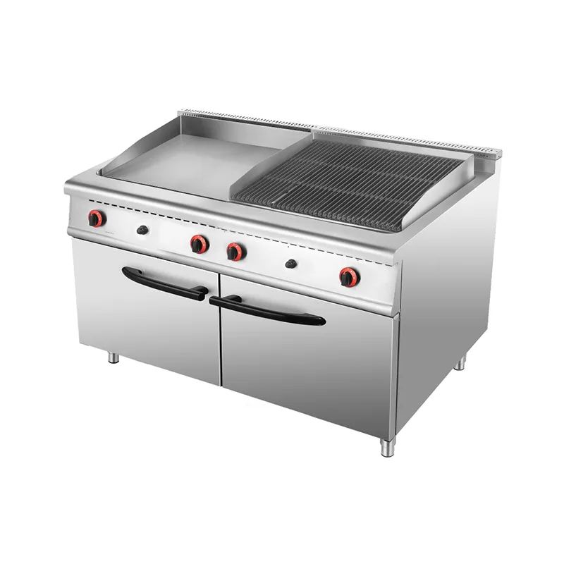 Газовая плита-гриль + гриль на вулканических камнях + тумба с шкафом