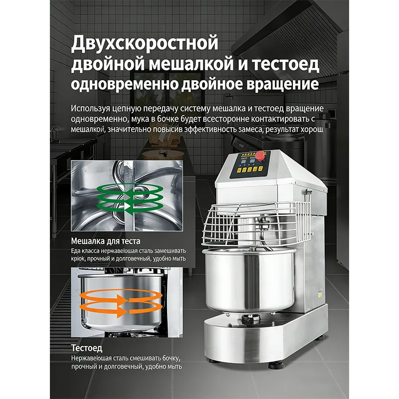 Двухскоростная двухдвигательная тестомесильная машина