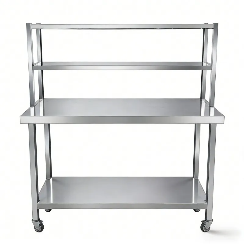 Двухслойный верстак из квадратных труб с платформенной полкой