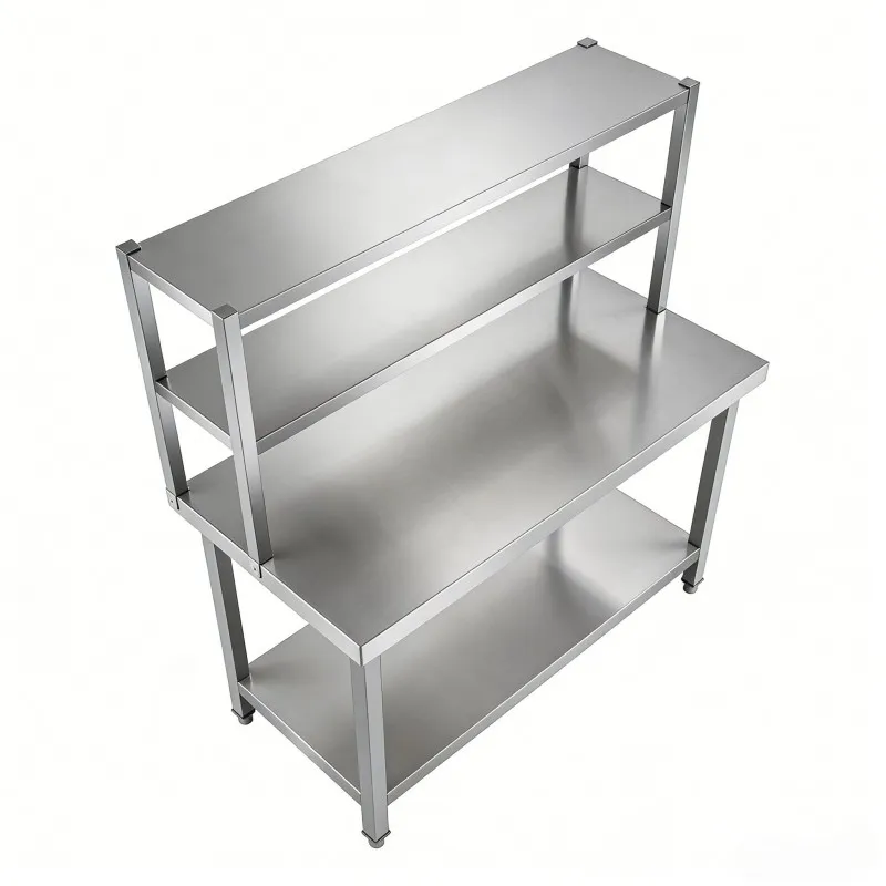 Двухслойный верстак из квадратных труб с платформенной полкой