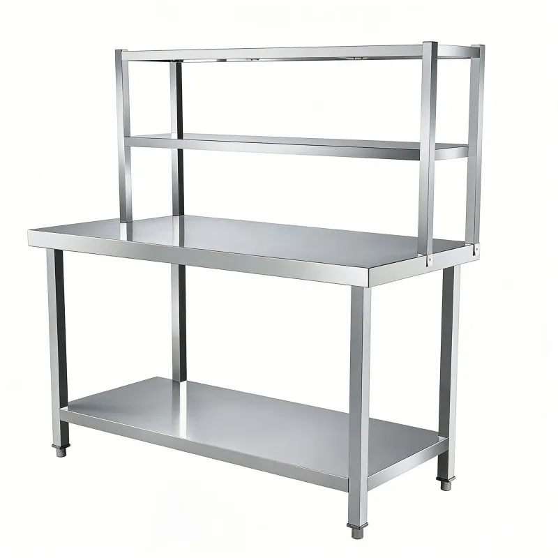 Двухслойный верстак из квадратных труб с платформенной полкой