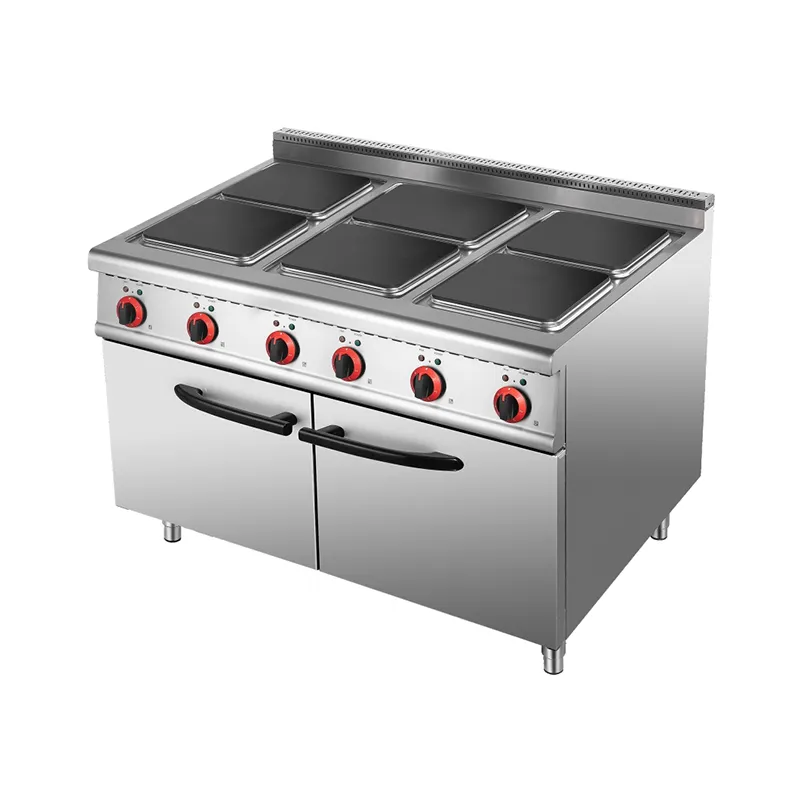 Электрическая 6-конфорочная варочная плита (квадратные горелки) + тумба с шкафом