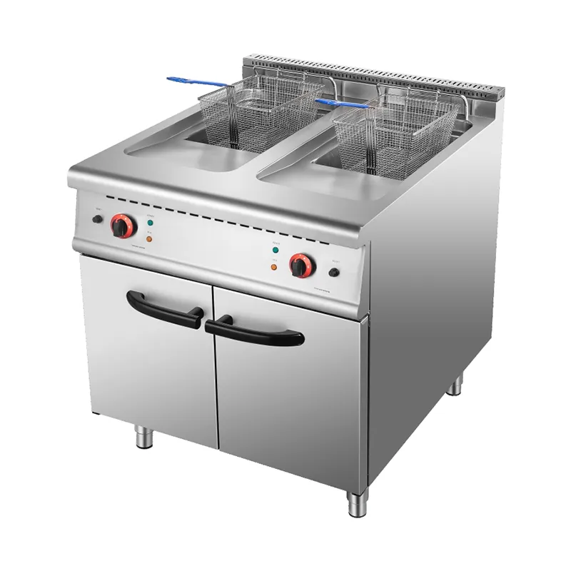 Электрическая двухконтурная фритюрница + тумба с шкафом