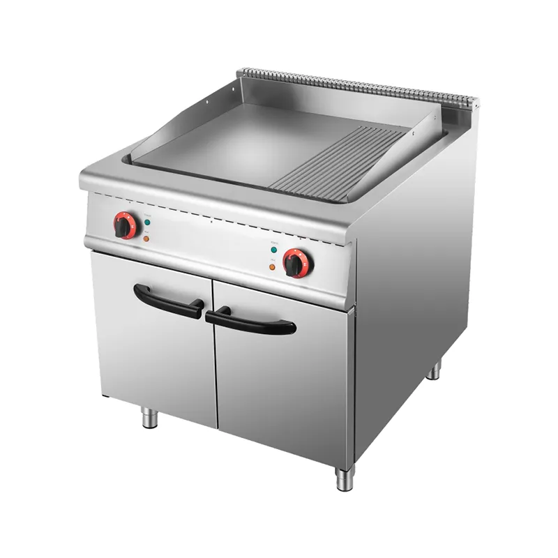 Электрическая плита-гриль (2/3 плоская, 1/3 рифлёная) + тумба с шкафом