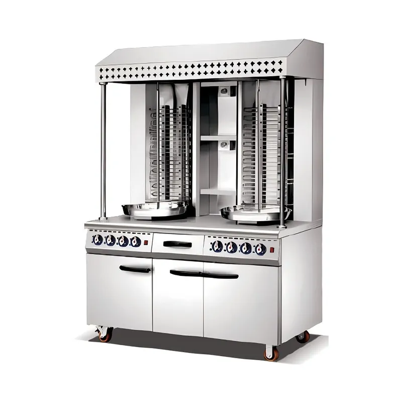 Электрический двухпоточный ближневосточный гриль для мяса с тумбой