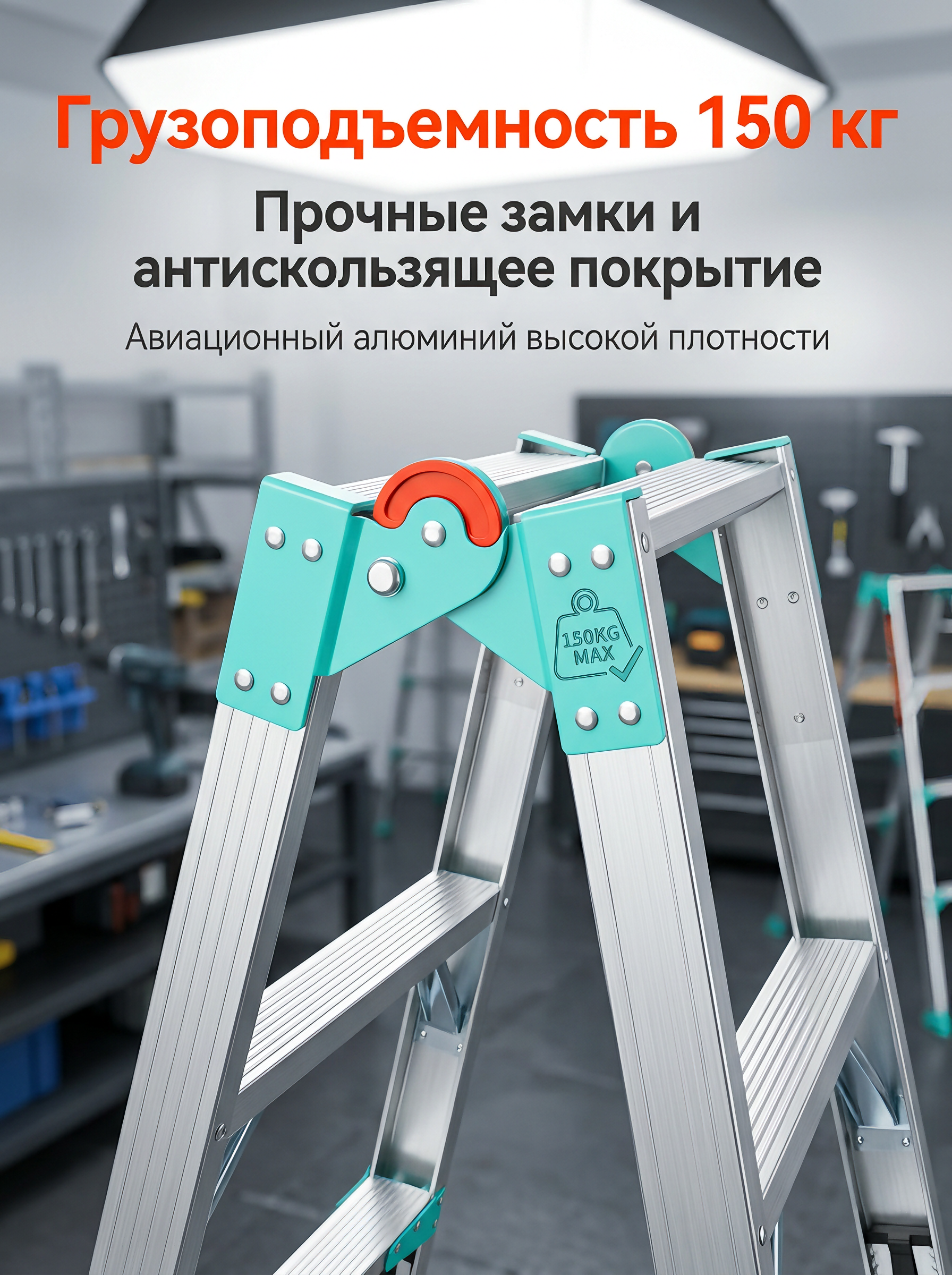 Телескопическая алюминиевая стремянка оптом от завода