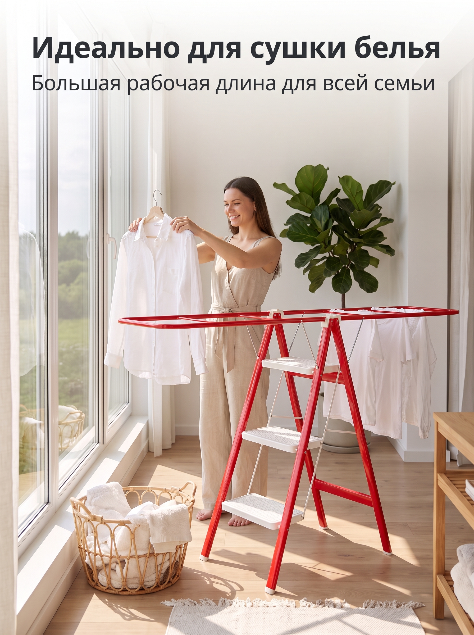 Многофункциональная сушилка-лестница 2 в 1, складная стальная стремянка (3 ступени)