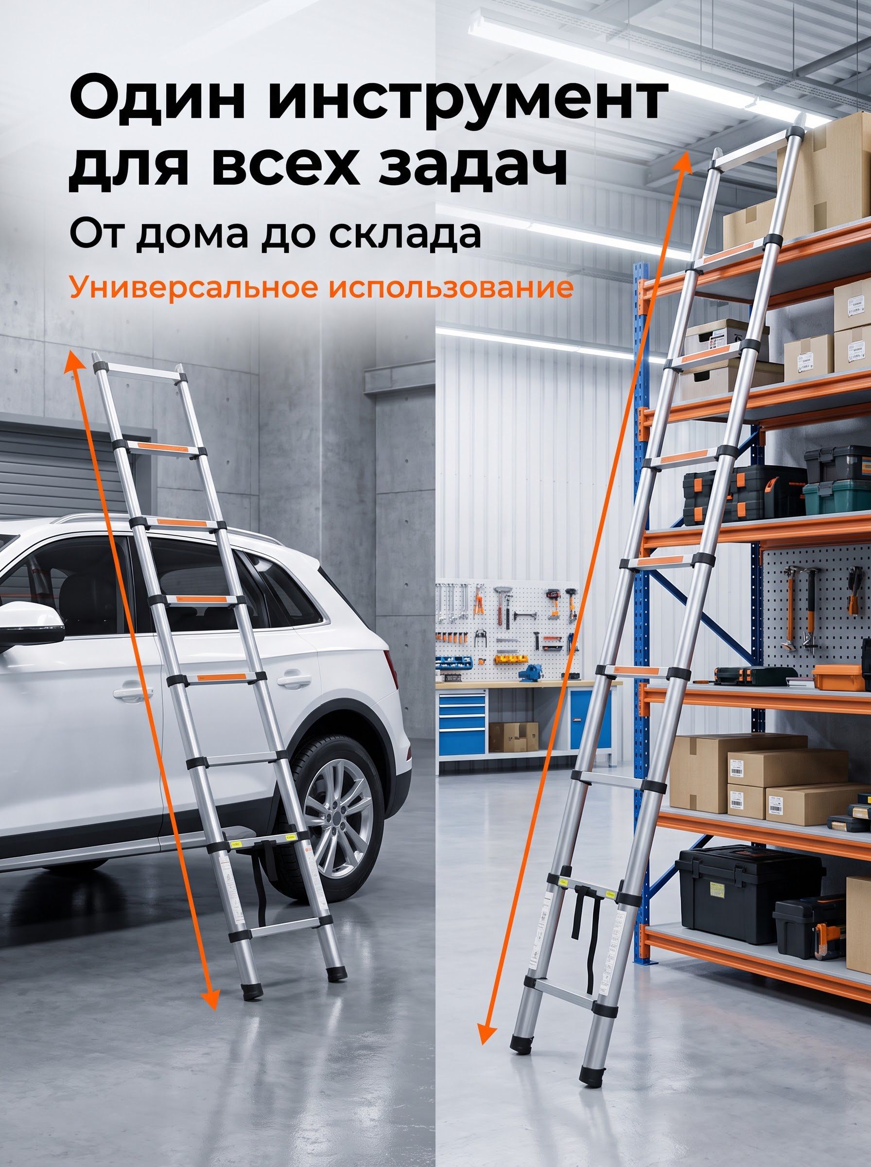 Алюминиевая телескопическая лестница оптом от завода