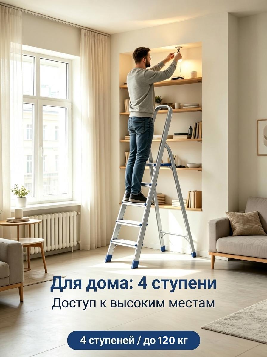 алюминиевая лестница, складная стремянка, лестница 4 ступеней, алюминиевая стремянка, домашняя лестница, легкая стремянка, стремянка EN131, стремянка 150 кг, стремянка оптом, бытовая лестница, надежная стремянка, лестница от производителя, оптовые поставки стремянок