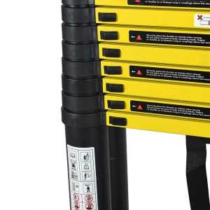 Лестница телескопическая алюминиевая 2×9 ступеней 5.6 м AY-ZJ3056C | Промышленная раздвижная лестница 150 кг EN131