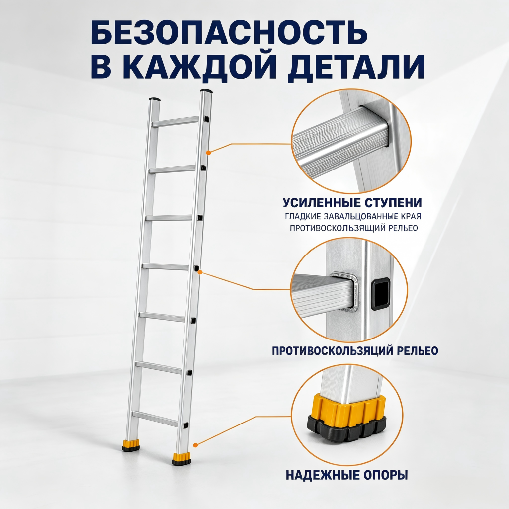 Алюминиевая приставная лестница 9-12 ступеней д...