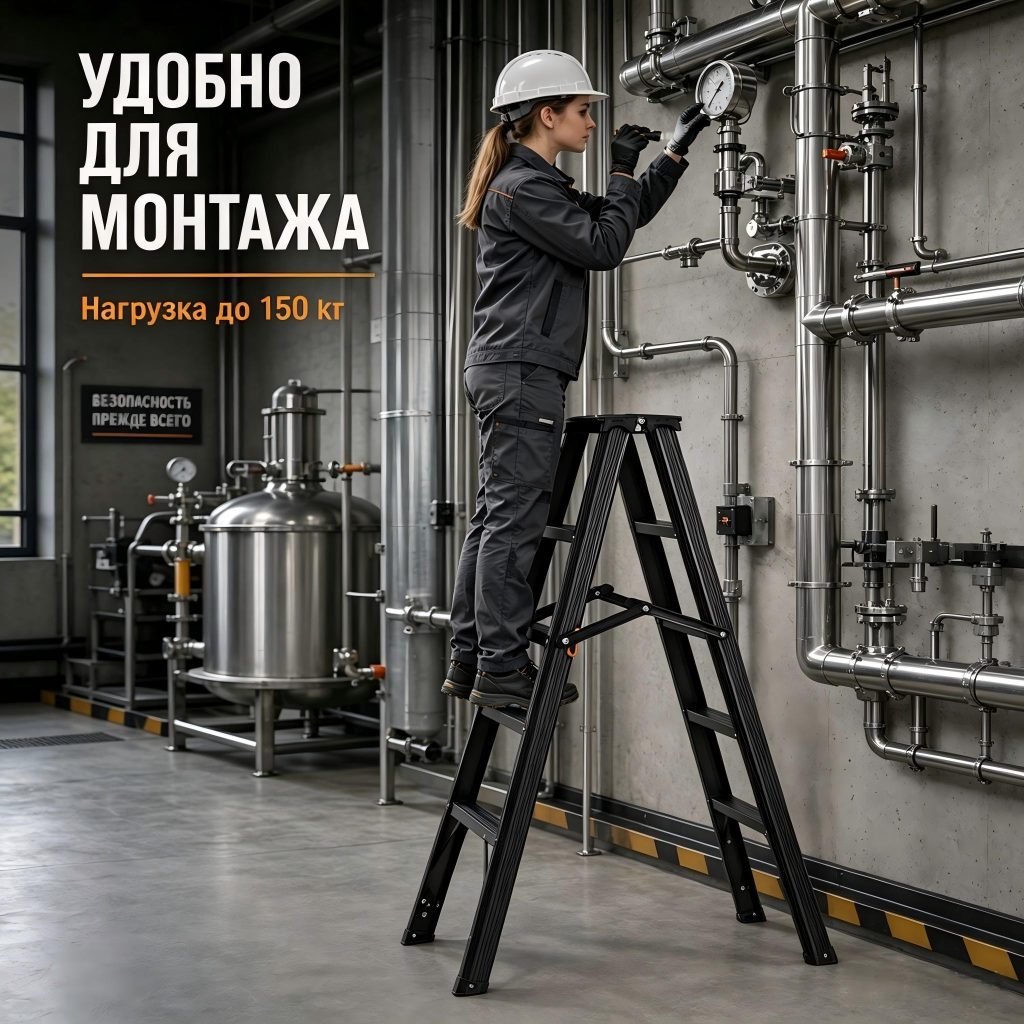 Двусторонняя алюминиевая стремянка AY-LT005, 5+...