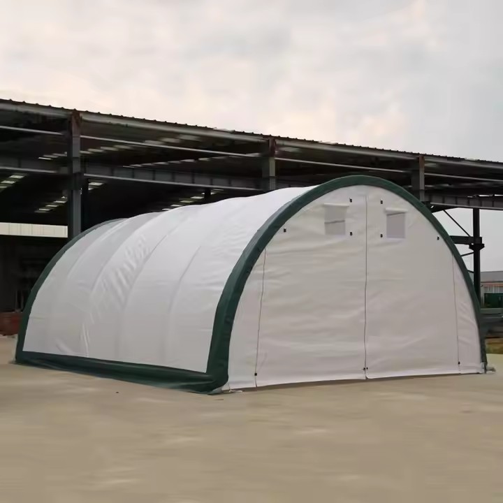 Крупнопролётный складской тент на стальном каркасе W50×H25 для условий снеговых и ветровых нагрузок