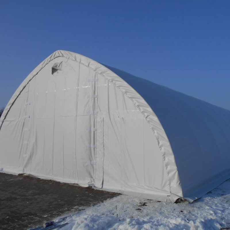 Крупнопролётный складской тент на стальном каркасе W50×H25 для условий снеговых и ветровых нагрузок