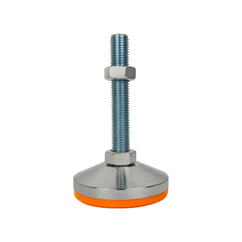 Тяжелая регулируемая ножка из углеродистой стали с желтой резиновой прокладкой