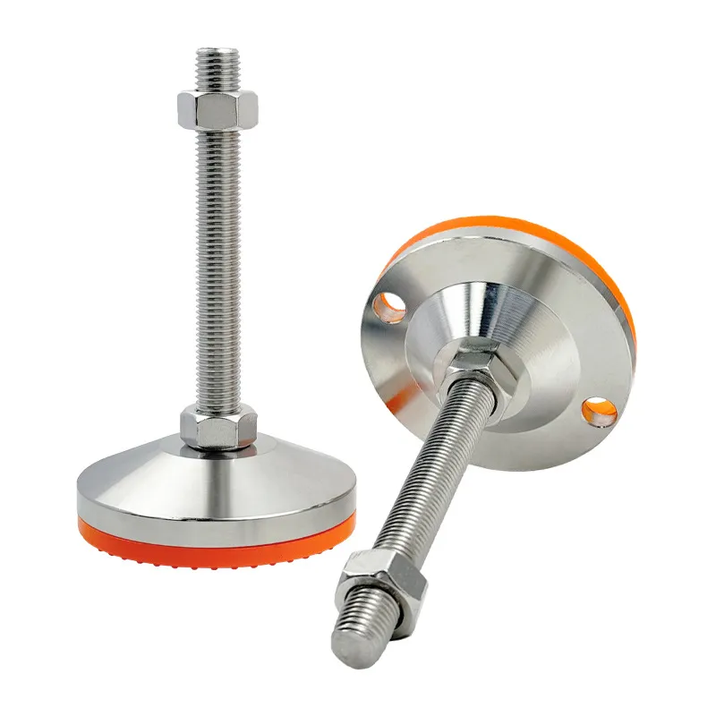 Тяжелая регулируемая ножка из углеродистой стали с желтой резиновой прокладкой