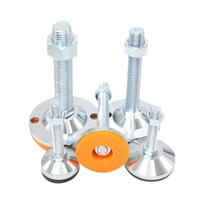 Тяжелая регулируемая ножка из углеродистой стали с желтой резиновой прокладкой