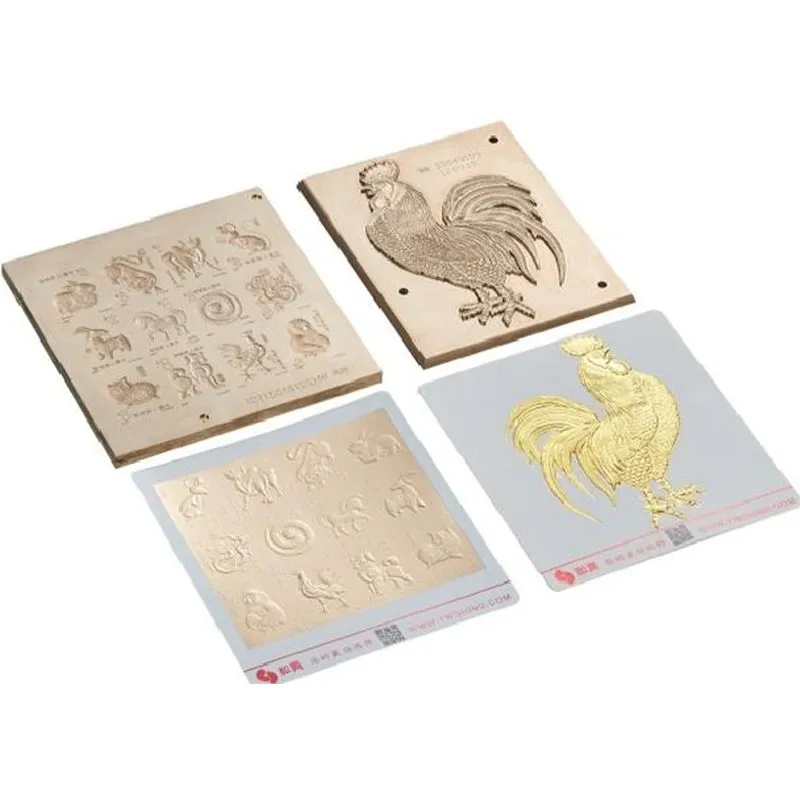 Тиснение фольгой (① Плоское тиснение, ② Совмещенное рельефное тиснение за одну операцию)