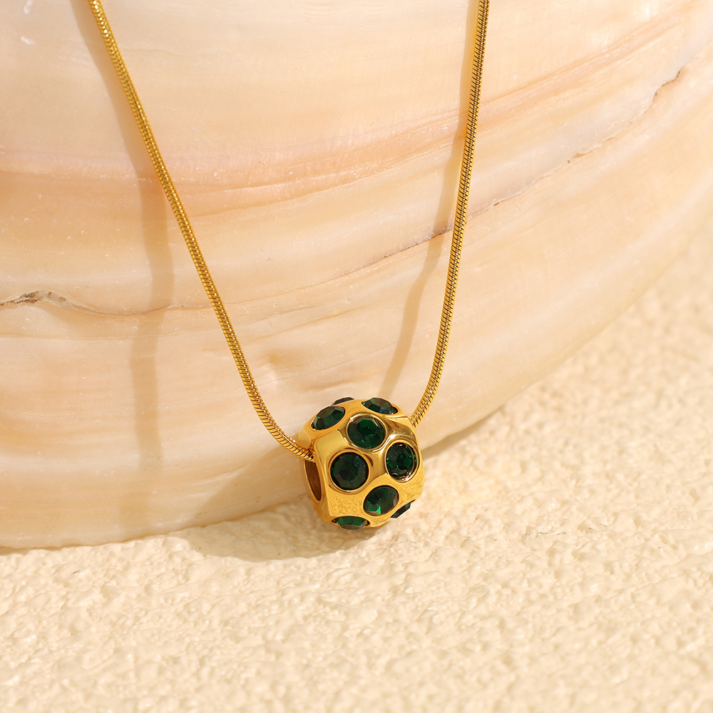 Набор украшений: ожерелье и серьги-кольца с подвеской – нержавеющая сталь под золото, кристаллы/стразы или жемчуг