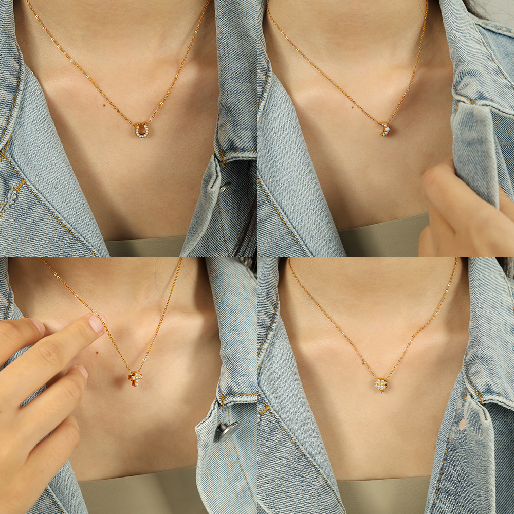 Ожерелье с подвеской и искусственным жемчугом – цепочка из нержавеющей стали под золото, 40+5 см