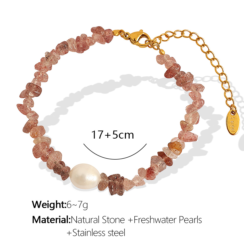ожерелье и браслет из натуральных камней с пресноводным жемчугом – нержавеющая сталь, ожерелье 41+5 см, браслет 17+5 см