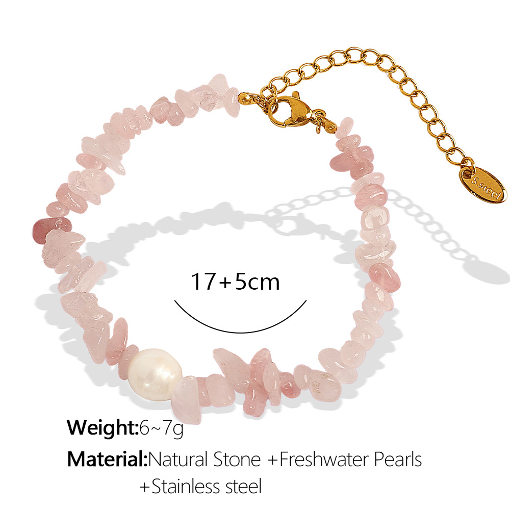 ожерелье и браслет из натуральных камней с пресноводным жемчугом – нержавеющая сталь, ожерелье 41+5 см, браслет 17+5 см