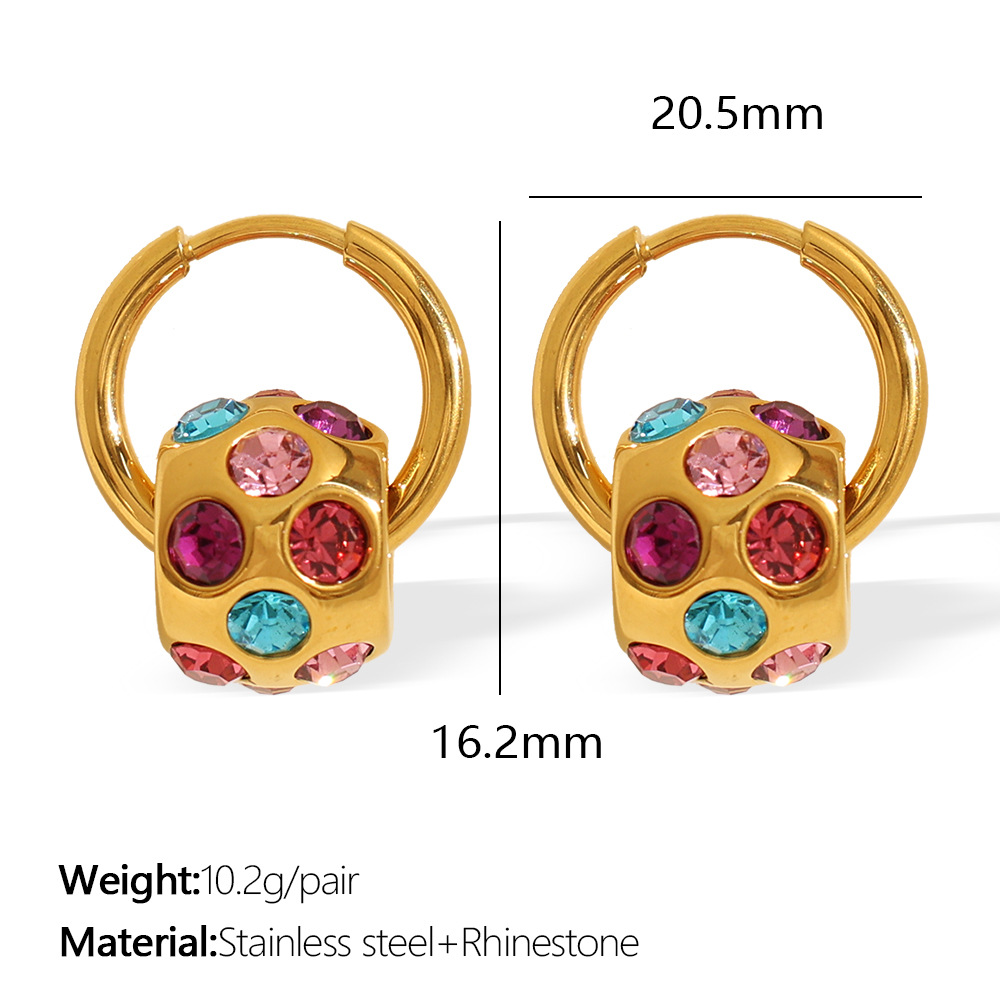 Набор украшений: ожерелье и серьги-кольца с подвеской – нержавеющая сталь под золото, кристаллы/стразы или жемчуг