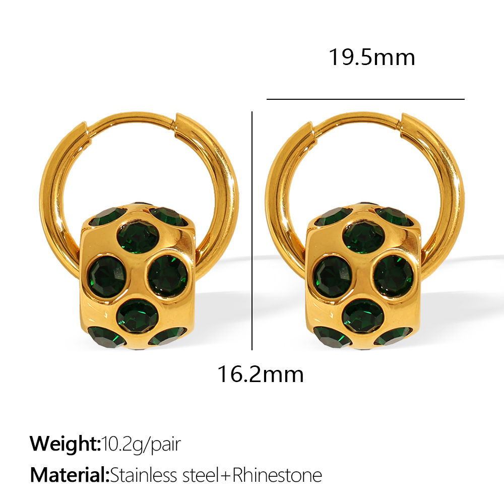 Набор украшений: ожерелье и серьги-кольца с подвеской – нержавеющая сталь под золото, кристаллы/стразы или жемчуг