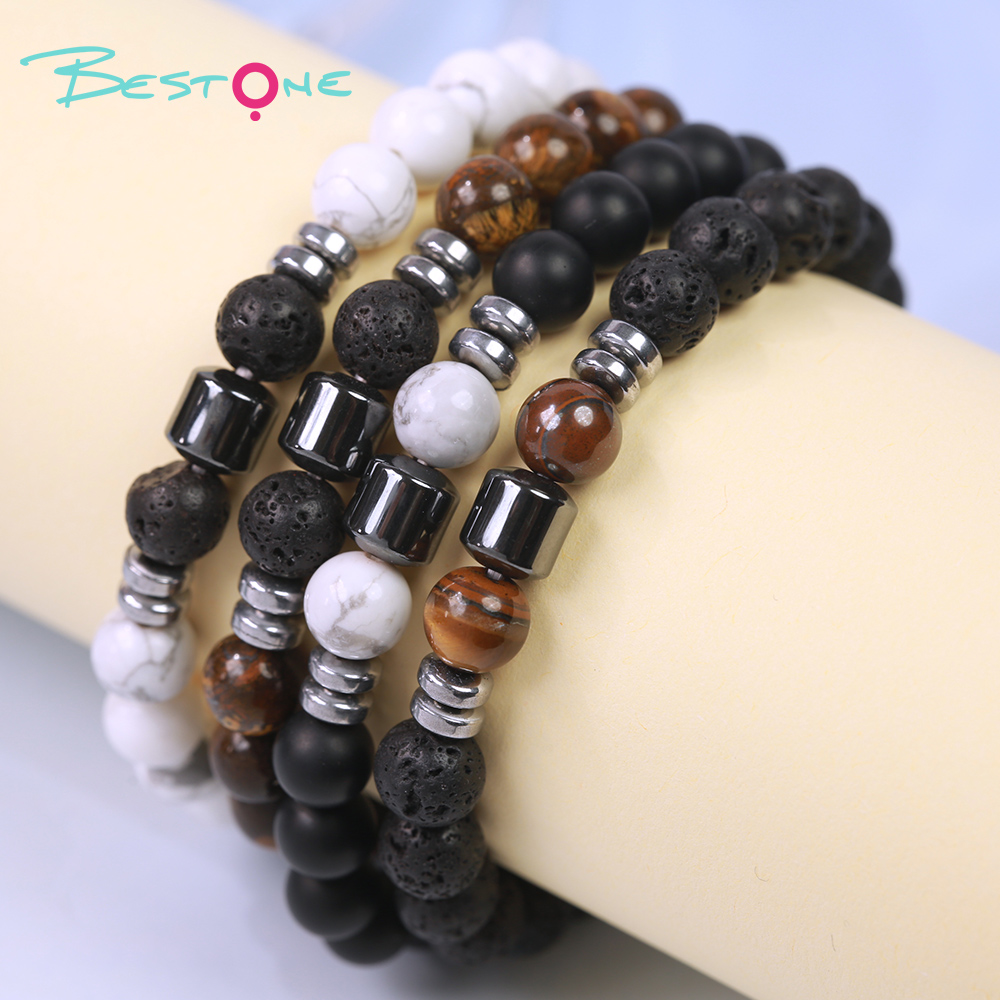 Мужской браслет из натуральных камней (лава, тигровый глаз, агат), браслет energy stone 8 мм, оптом