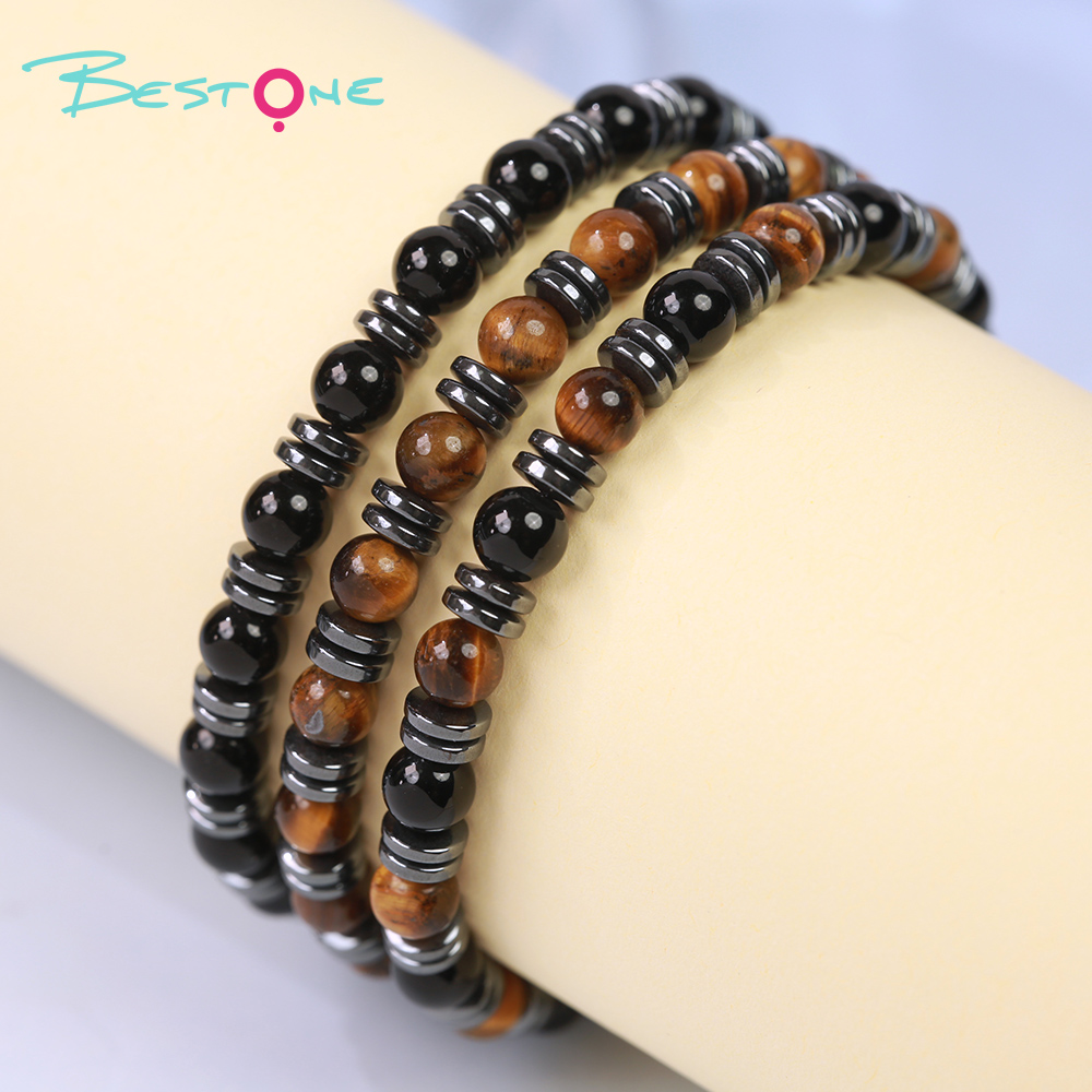 Мужской регулируемый браслет из натуральных камней, плетёный браслет с гематитом, повседневный стиль