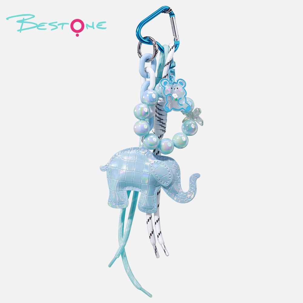 Подвески для сумок «Слоник» — акриловые бусины + плетёная верёвка